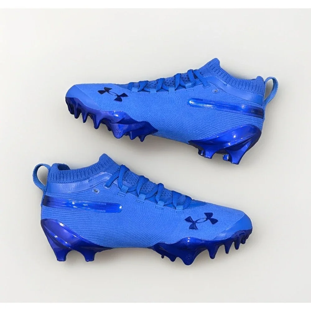 New Under Armour Spotlight Suede MC Blue Mens Football Cleats 6000074-400 Size 8